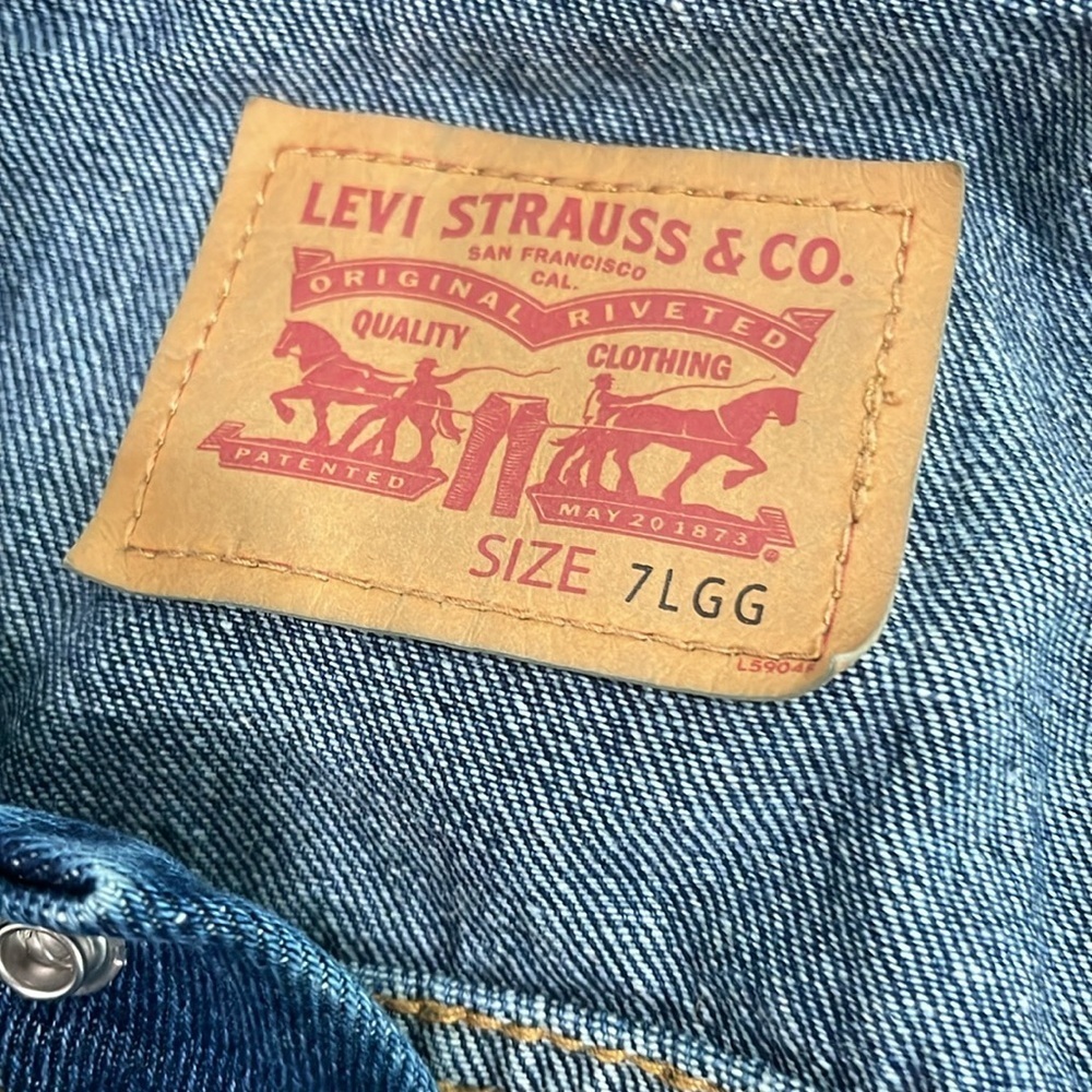 Levi's Kids Boy's Girl's Youth Denim Jean Jacket Size Small Medium/Dark Wash - Picture 4 of 6